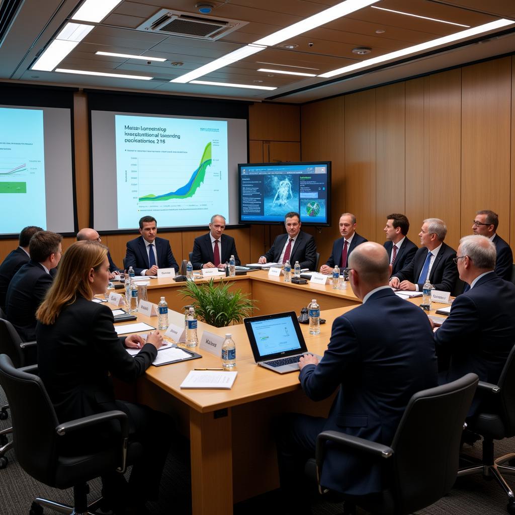 International leaders discussing climate change solutions at conference