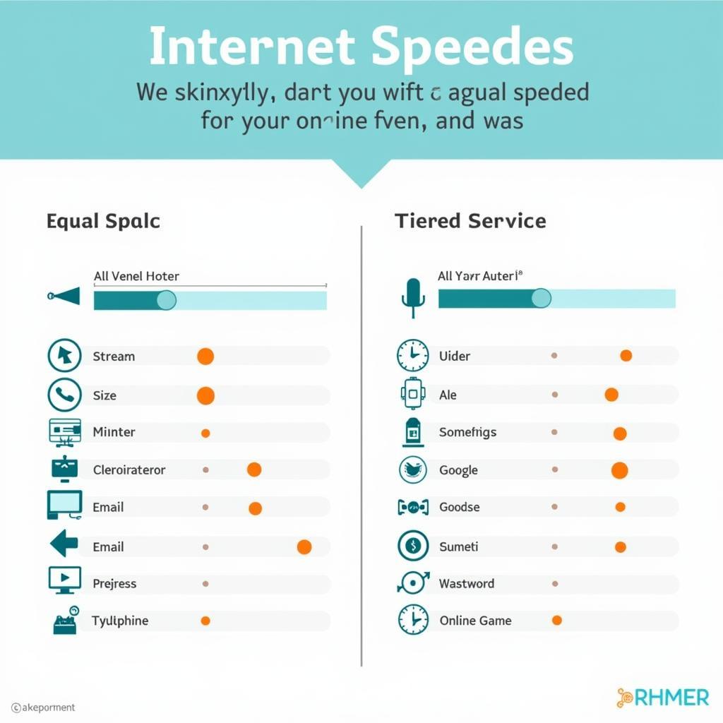 Internet speed comparison infographic for different services