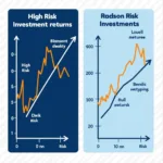 Visual comparison of high-risk vs low-risk investment returns over time