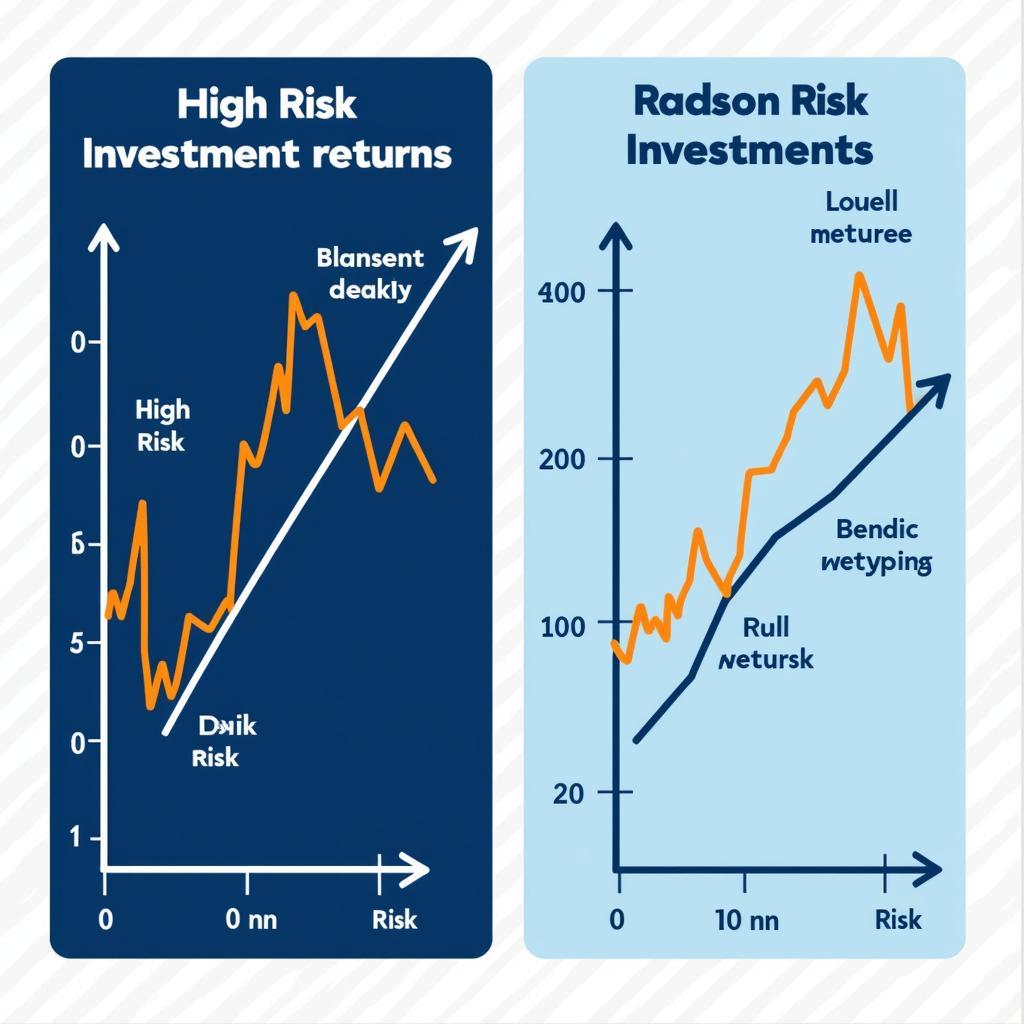 Visual comparison of high-risk vs low-risk investment returns over time