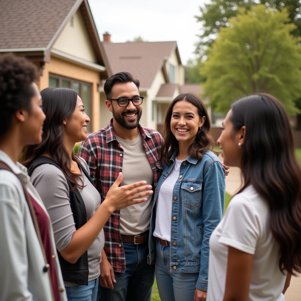 Friendly neighbors interacting in residential community