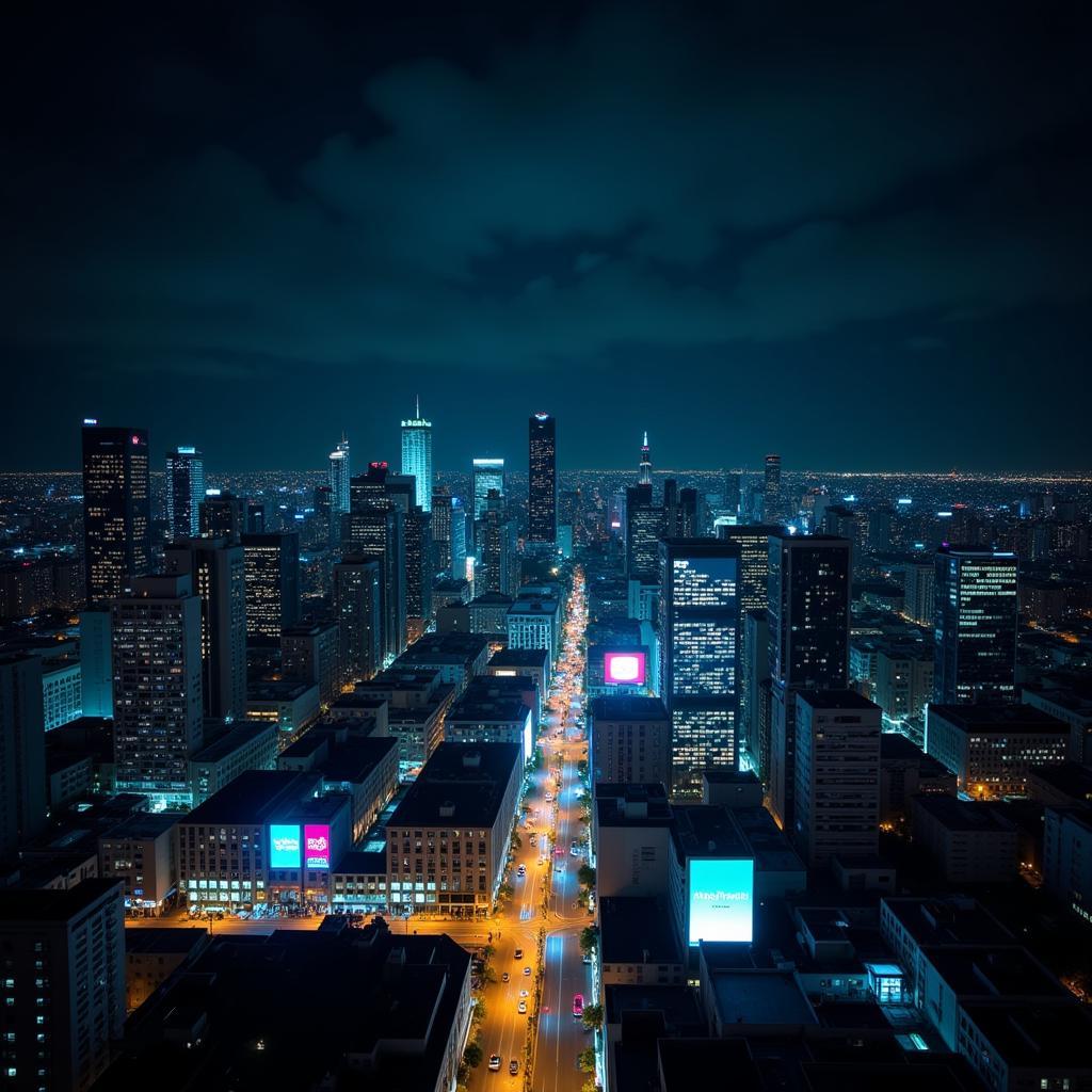 Urban light pollution affecting night sky visibility in major metropolitan area
