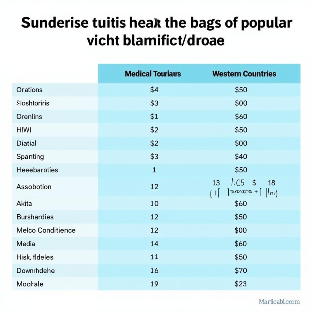 Comparative analysis of medical procedures costs across different countries