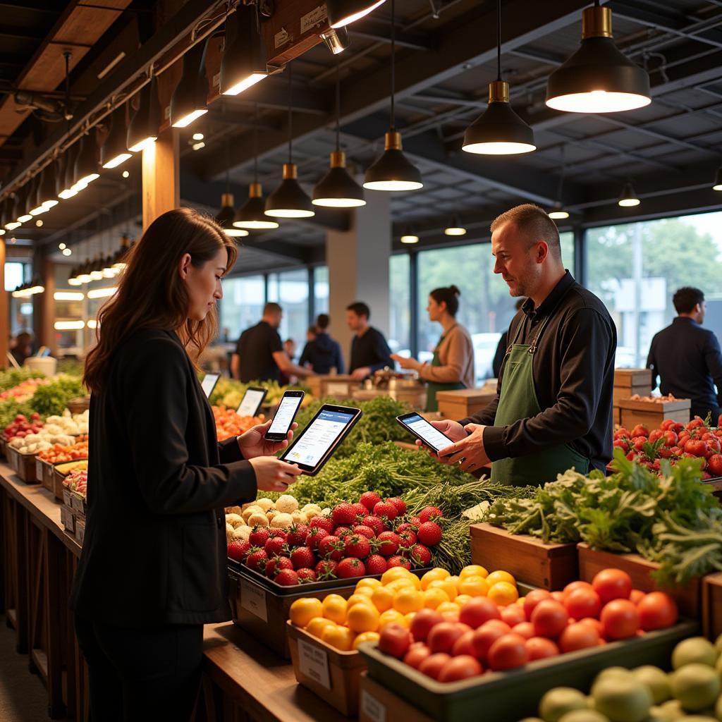 Modern food market with technology integration