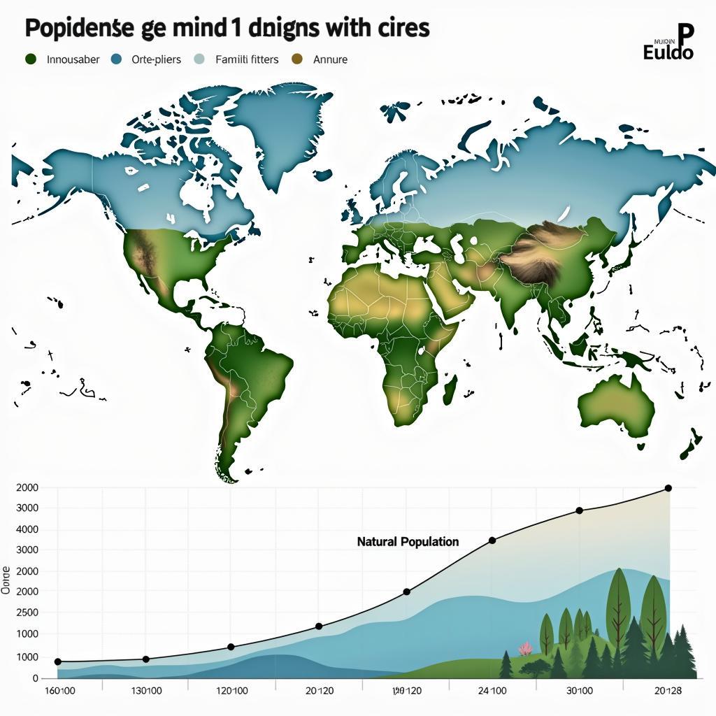 Growing global population and increasing consumption of natural resources illustrated through infographic