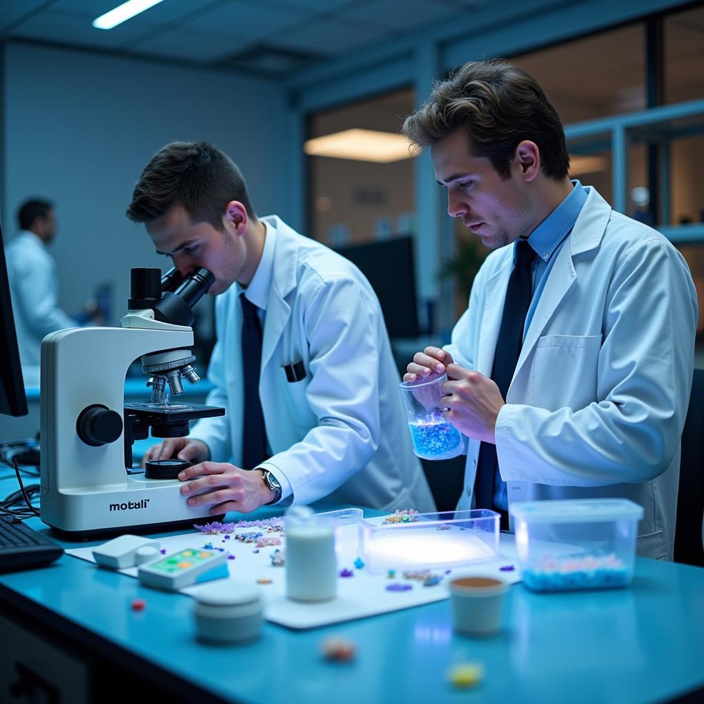 Scientists conducting neurological research in laboratory