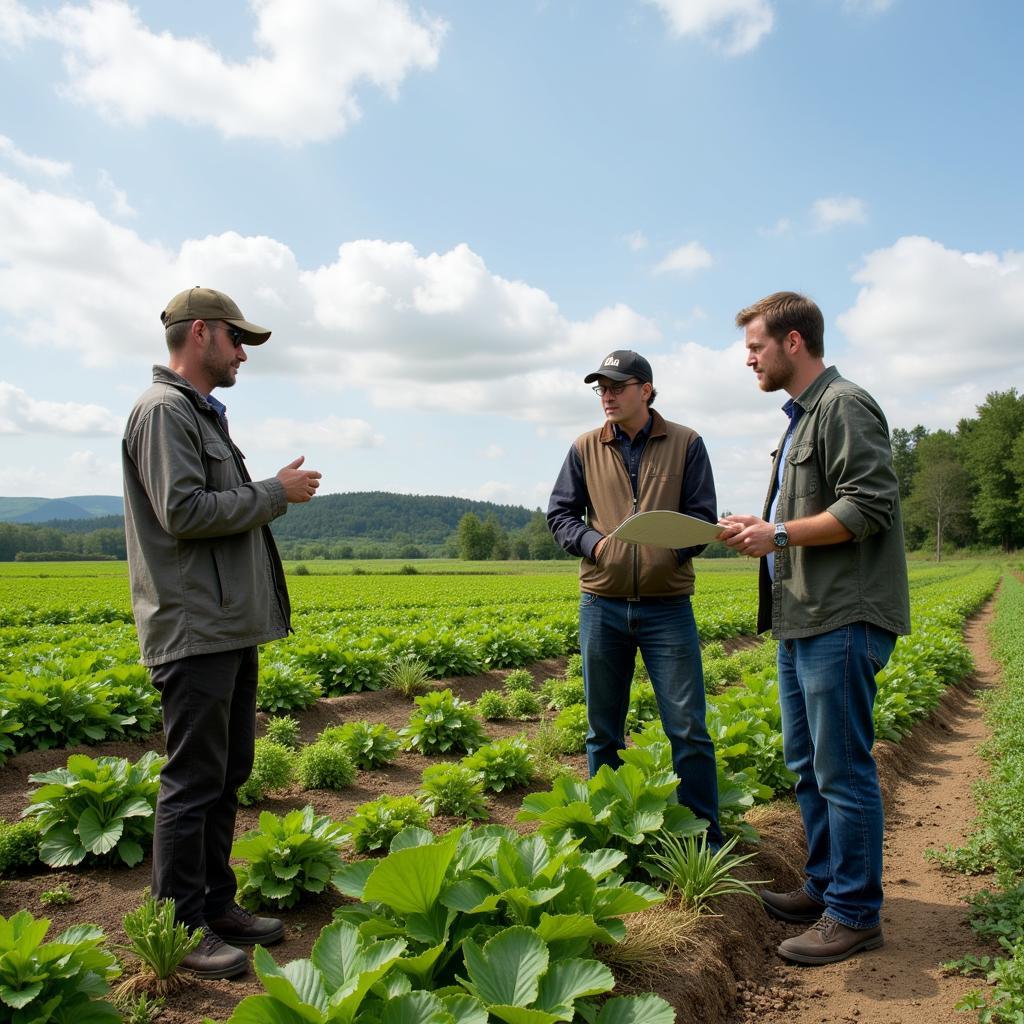 Farmers learning sustainable organic farming methods in a training session