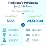 Comparison chart showing traditional bank loans versus P2P lending costs
