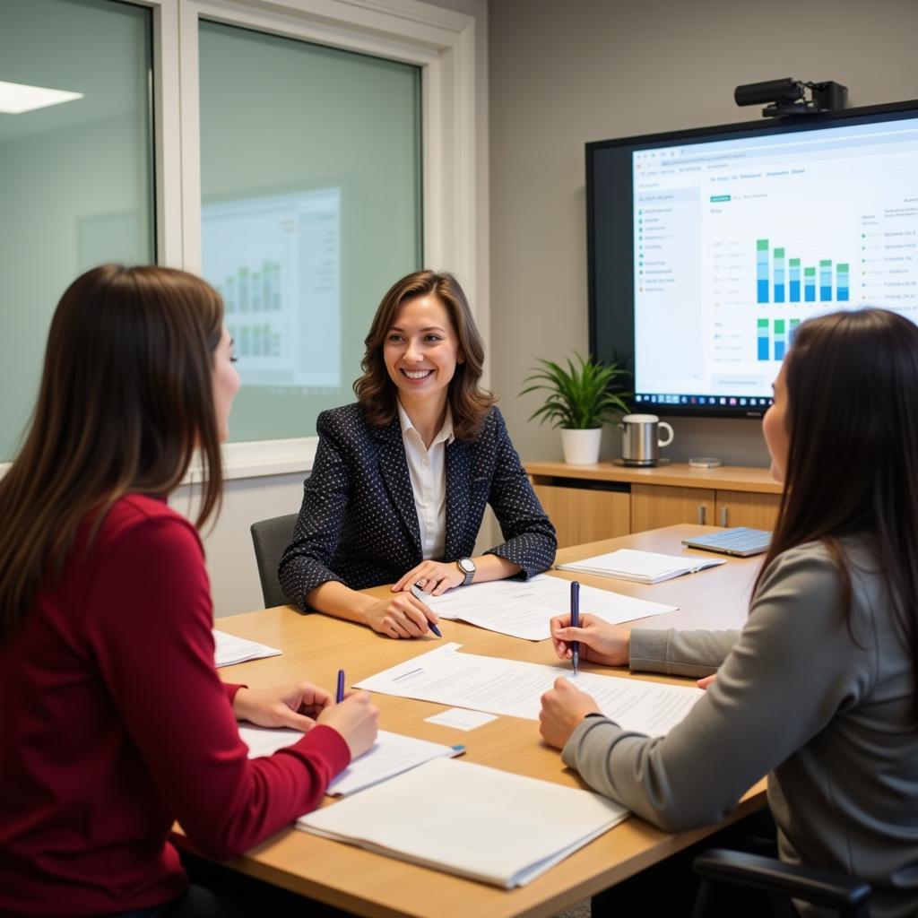 Parent-teacher conference discussing student progress