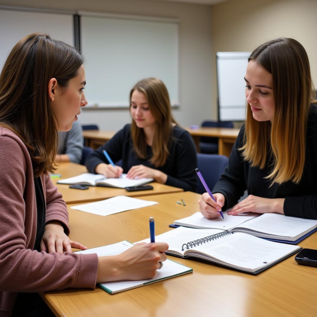 IELTS students reviewing questions during preview time