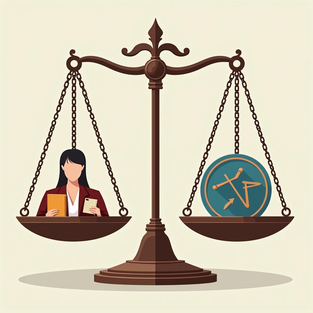 Contrasting views on prisoners rights protection depicted in balanced scales