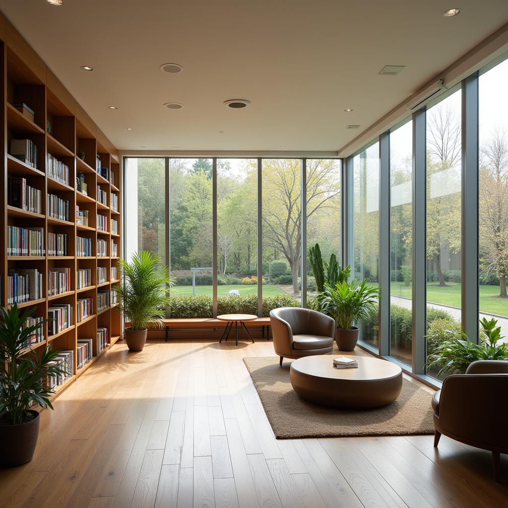 Student studying in a quiet corner of modern library