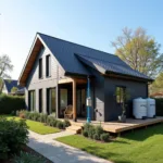 Modern rainwater harvesting system installed in residential area