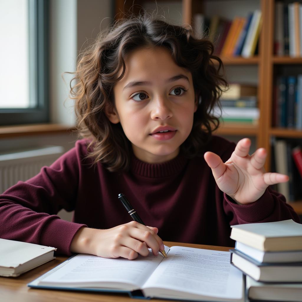 Student practicing real-time grammar correction during IELTS speaking