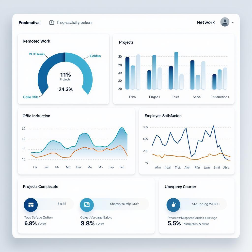 Remote work productivity metrics shown on digital dashboard