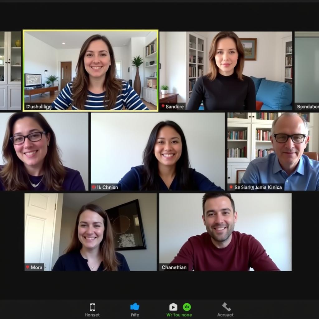 Virtual team meeting with diverse professionals using video conferencing