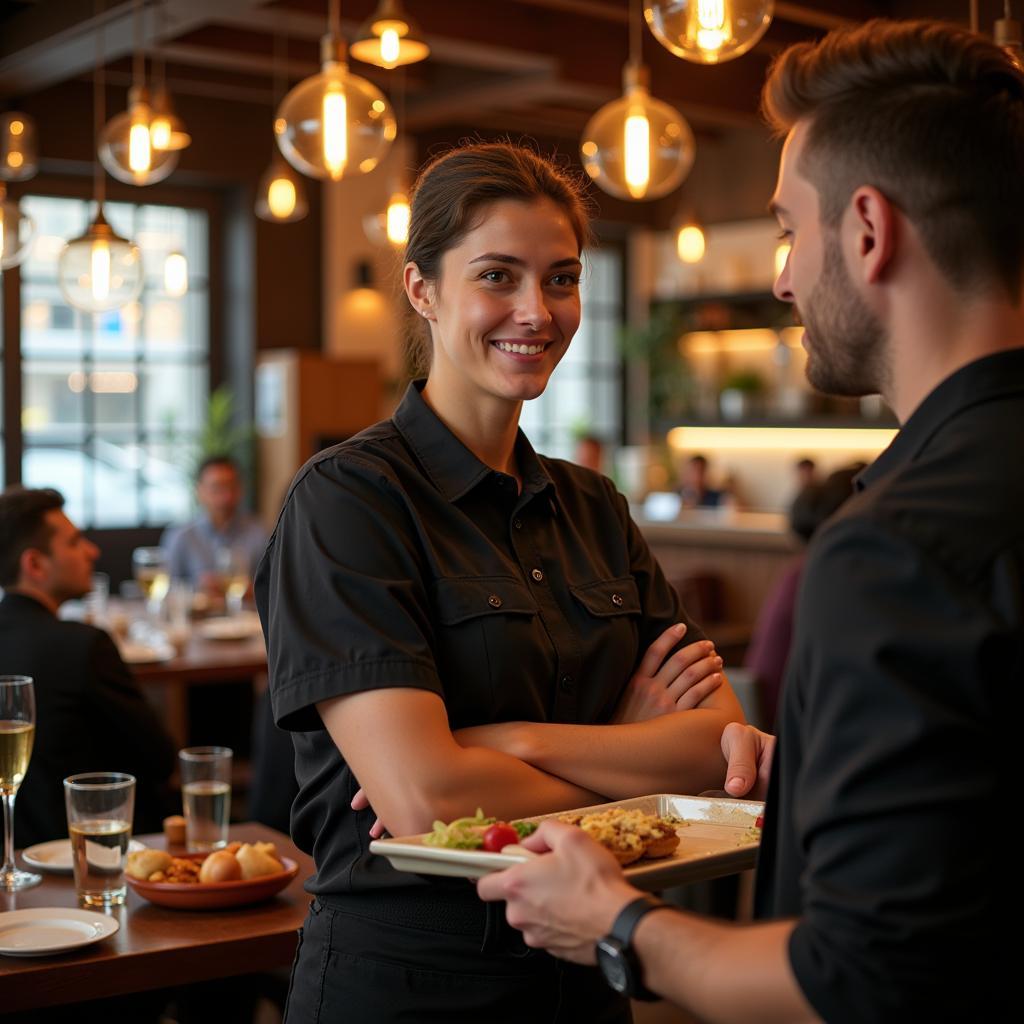 Professional restaurant service demonstration
