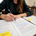 Student using selective focus technique for IELTS reading practice
