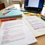Student planning IELTS self-study schedule with resources