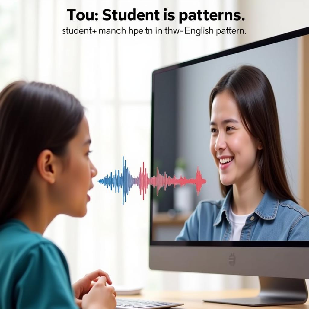 Student shadowing native speaker for intonation practice