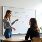 Professional teacher explaining concept to student