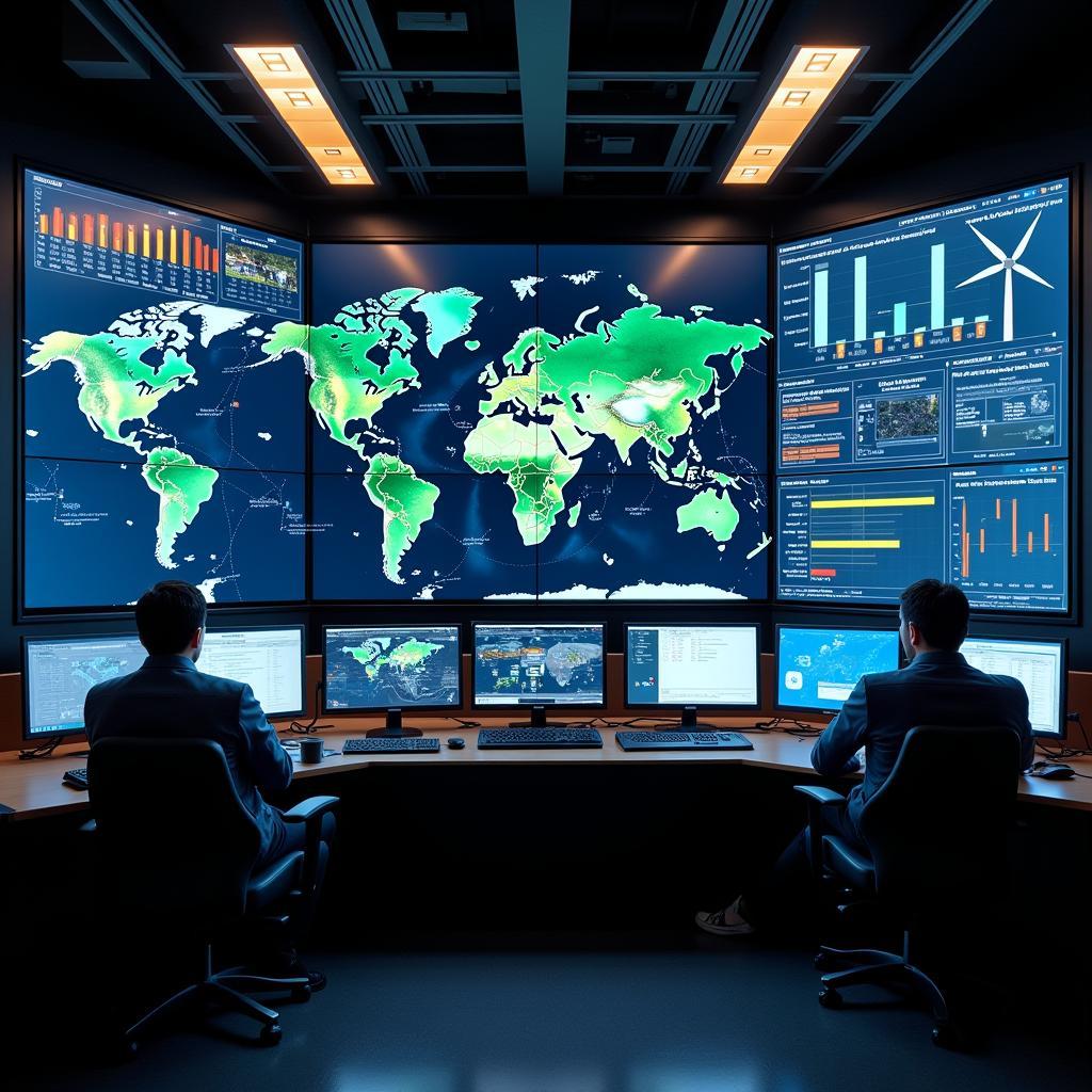 Modern smart grid control center monitoring renewable energy integration