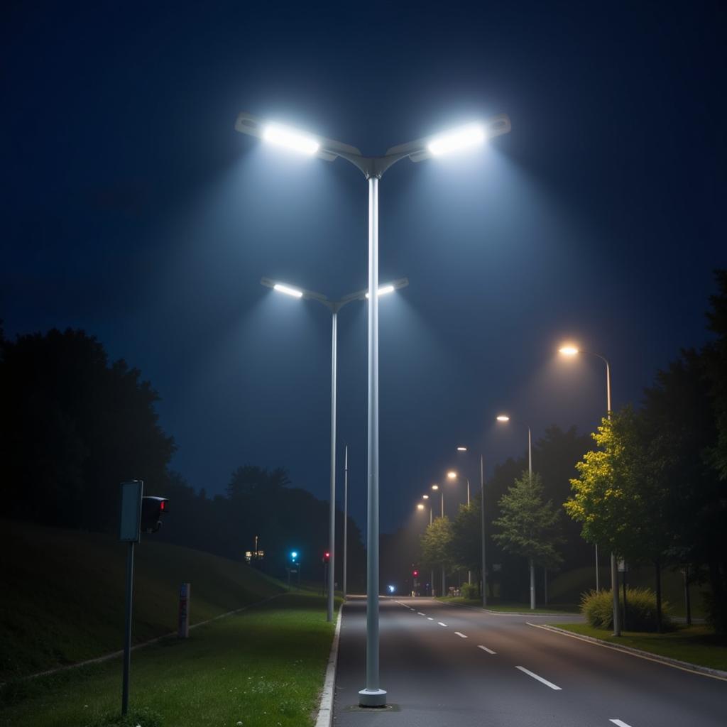 Smart urban lighting system showcasing energy-efficient LED technology