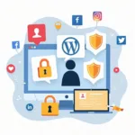 Social media data protection and privacy concerns illustration