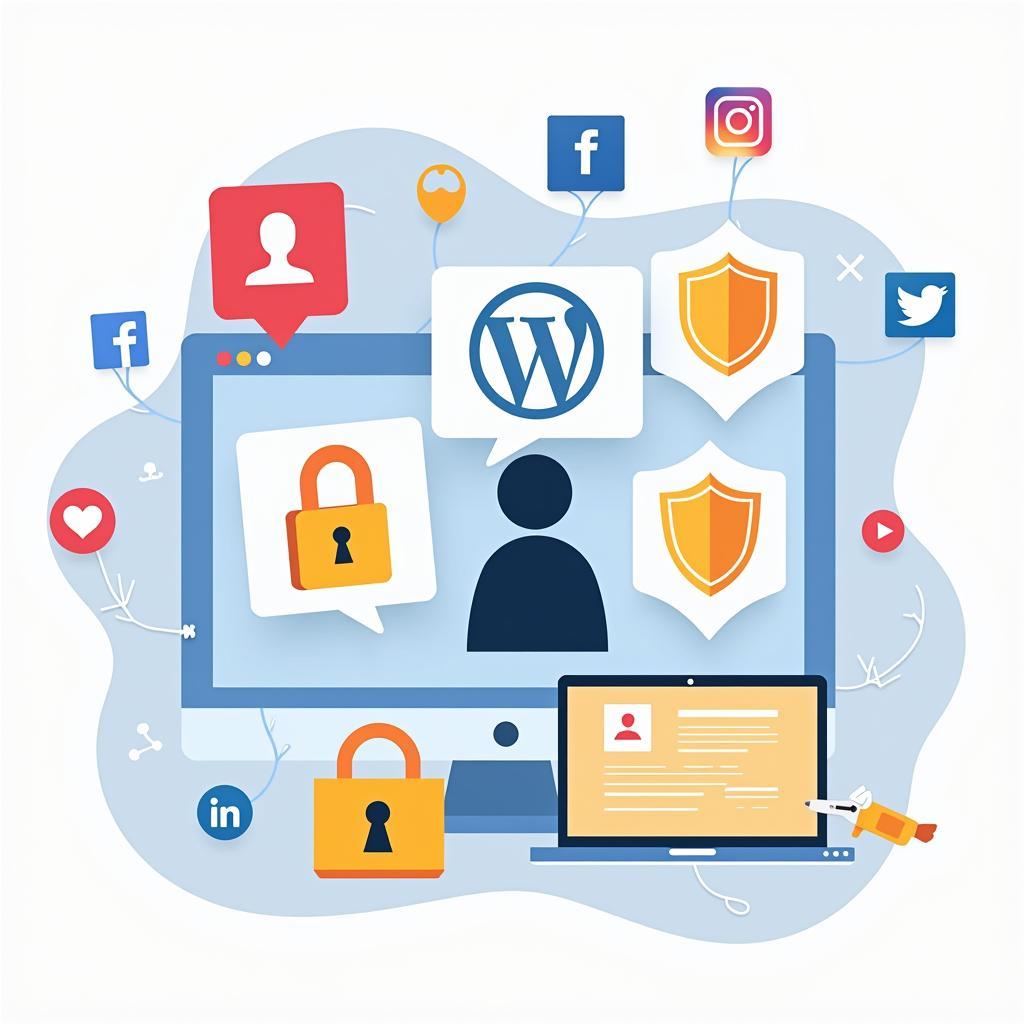 Social media data protection and privacy concerns illustration
