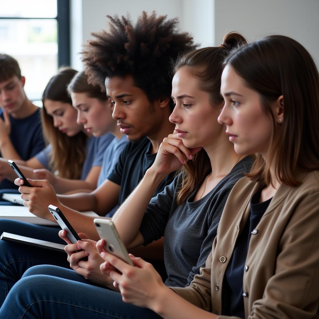 Teenagers using social media devices showing signs of mental stress