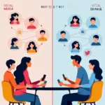 Social media's dual impact on personal relationships showing positive and negative aspects