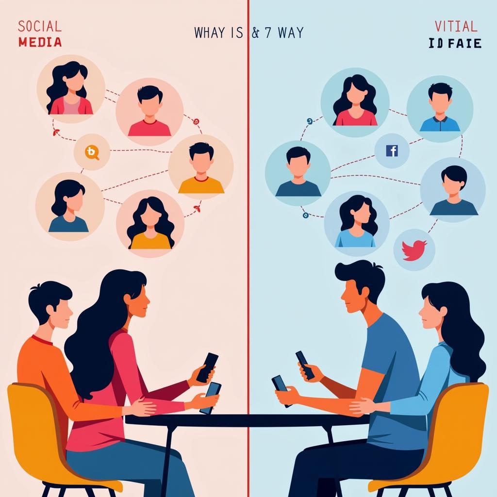 Social media's dual impact on personal relationships showing positive and negative aspects