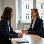 IELTS Speaking examiner interviewing candidate about challenging experiences