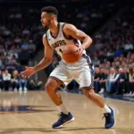Professional basketball player demonstrating athletic skills