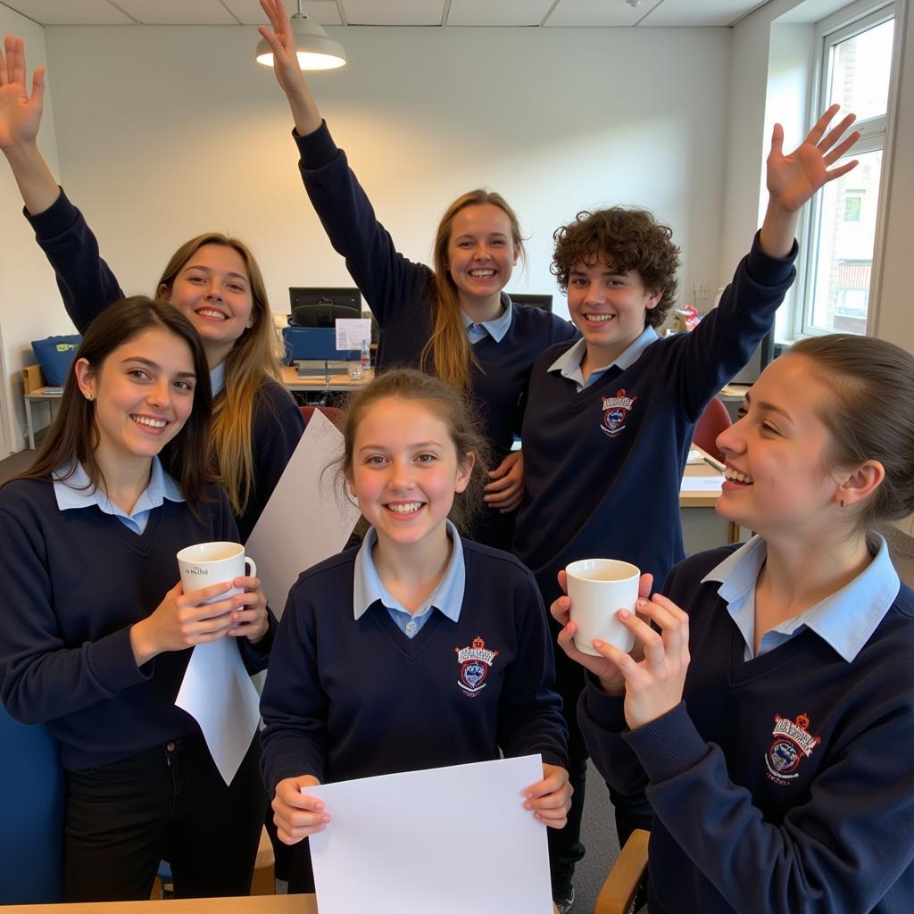 Students celebrating academic achievement