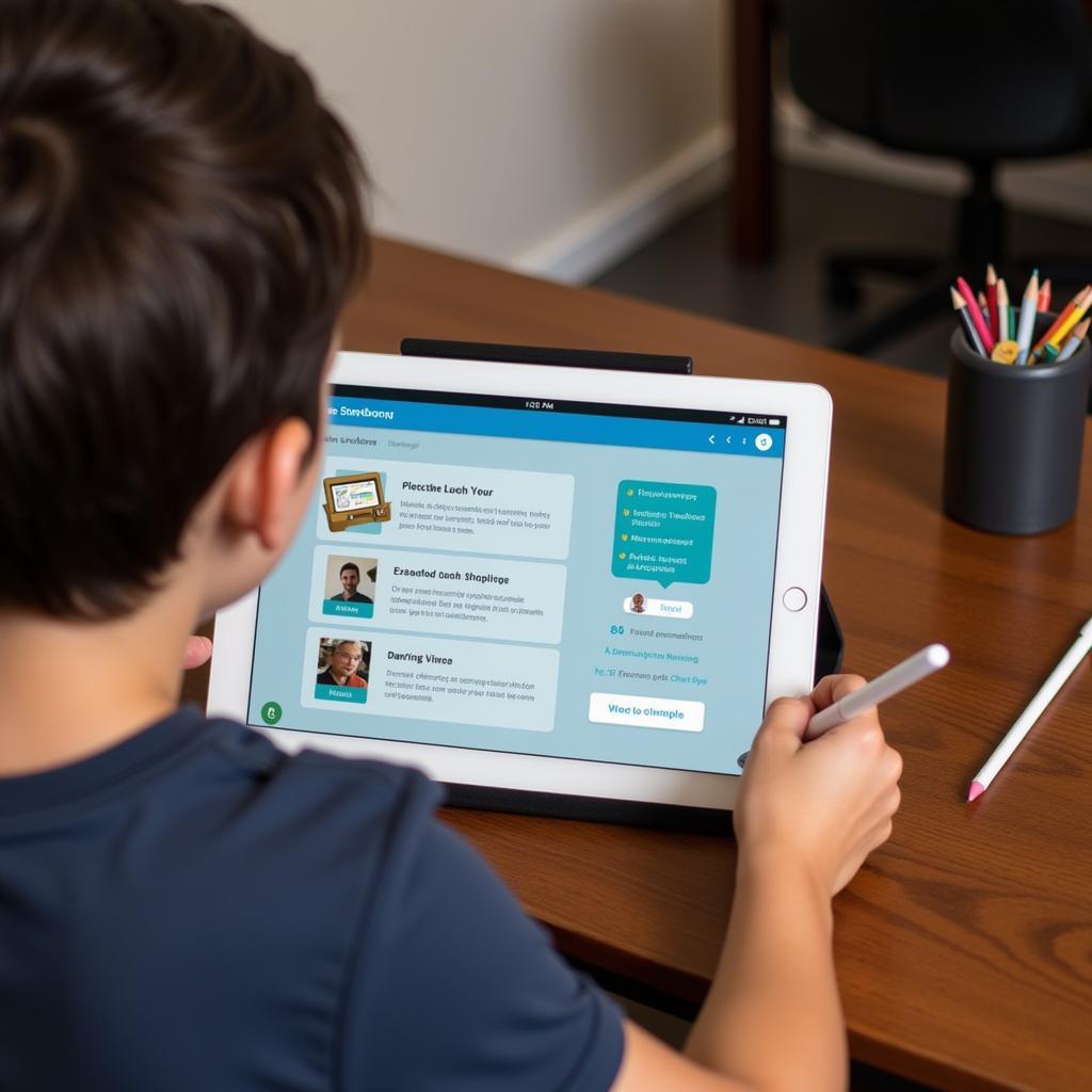 Student engaging with AI-powered educational platform showing personalized content