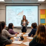 Students learning financial management skills in classroom
