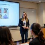 Student presenting project work in classroom setting