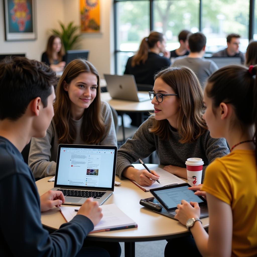 Students using social media for collaborative learning and research