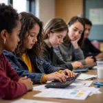 Students actively engaged in financial management class