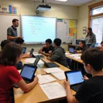 Students actively participating in financial literacy class