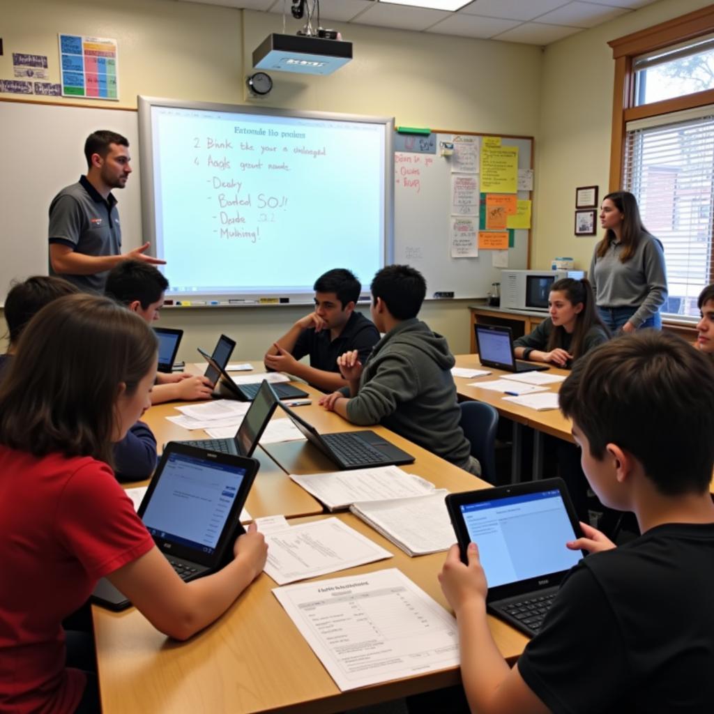 Students actively participating in financial literacy class
