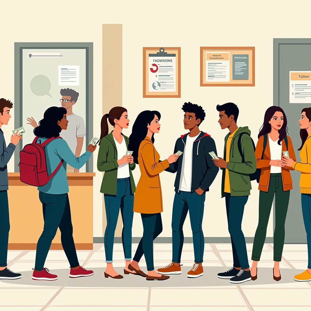 Students paying for education concept