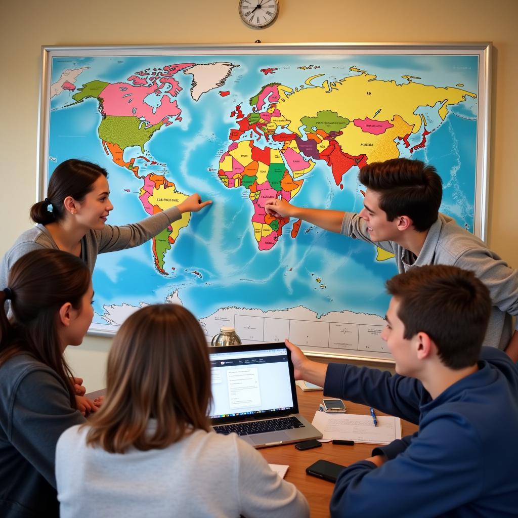 Students planning gap year activities and goals