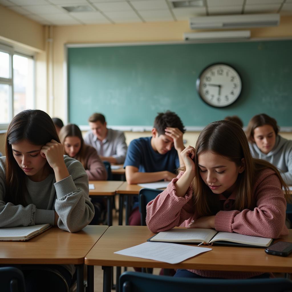 Students struggling to stay awake in early morning classes