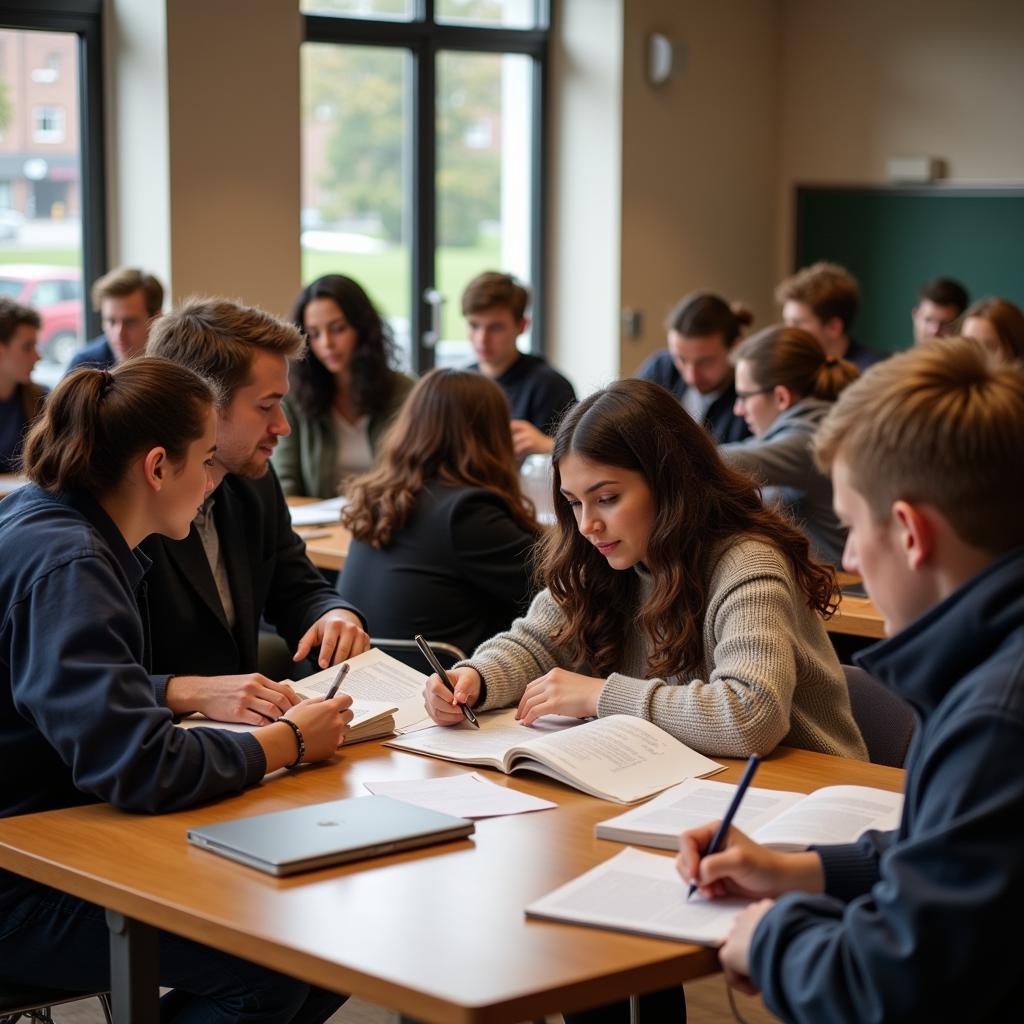 Students engaging in historical research and discussion