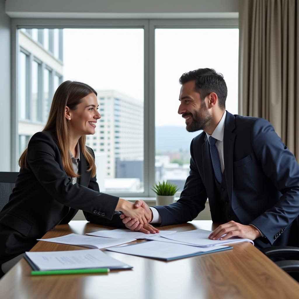 Professional handshake after successful conflict resolution