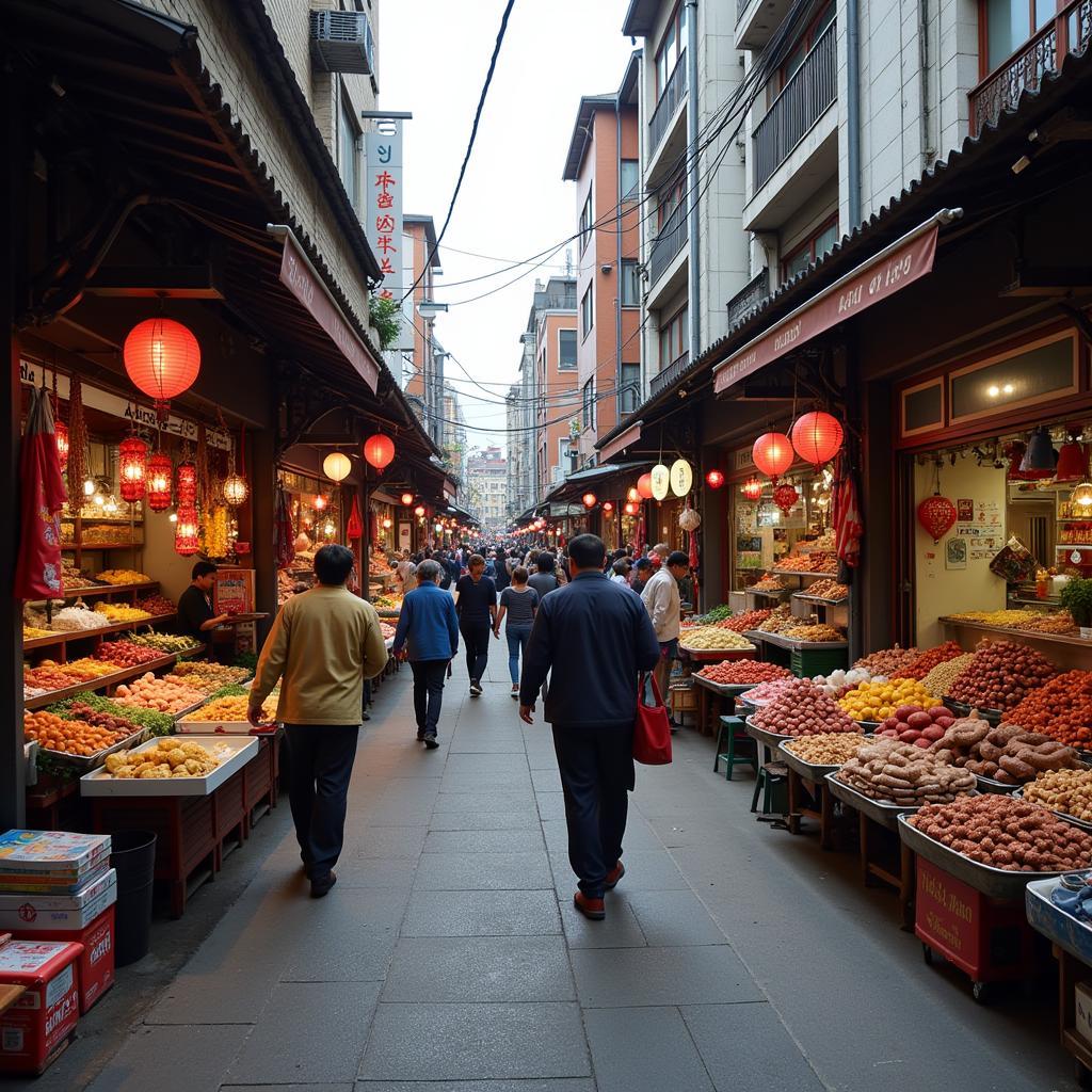 Western influence on traditional Asian market settings