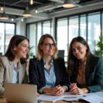 Women pursuing financial independence in modern workplace settings