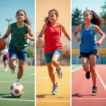 Diverse group of young athletes training and competing in various sports